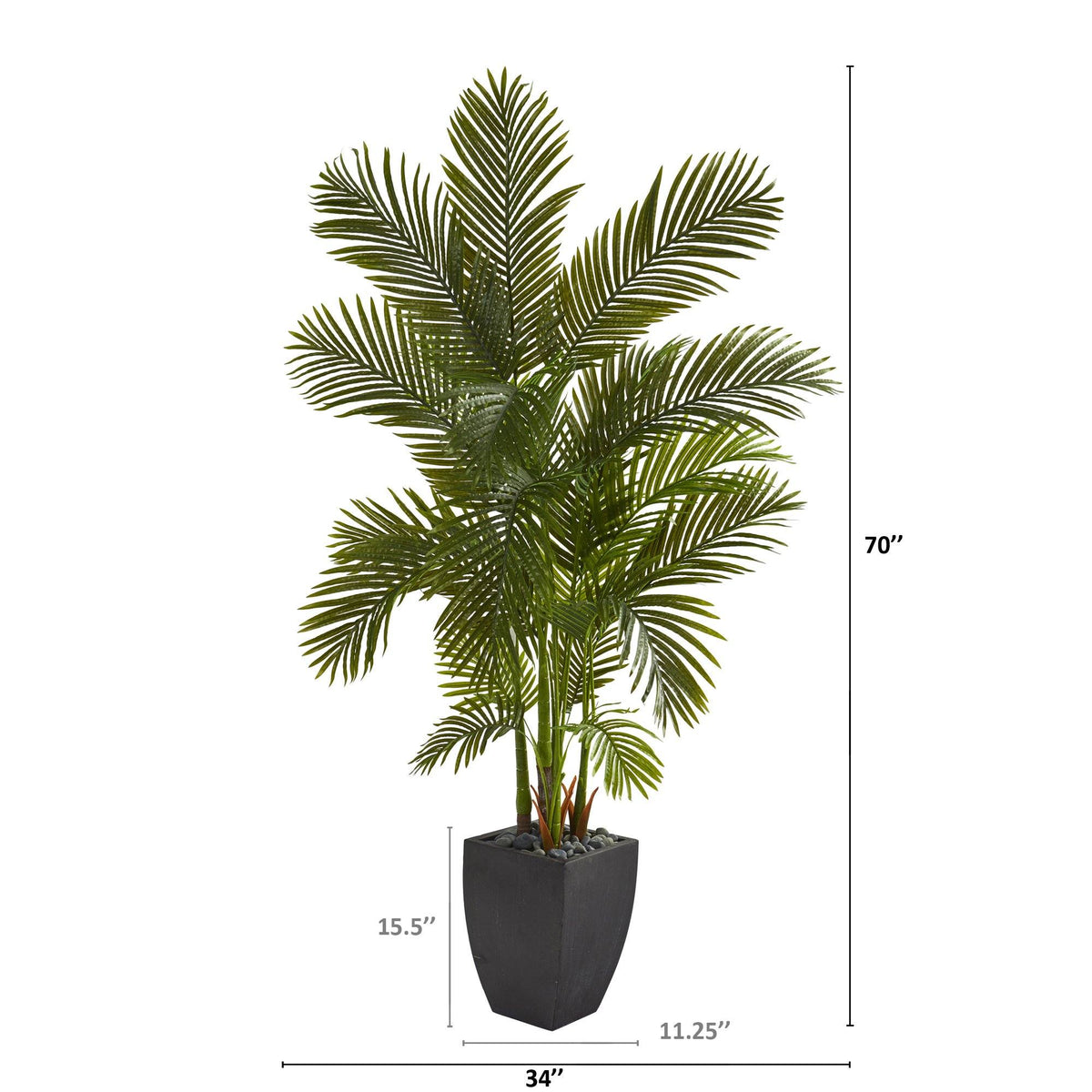 70” Areca Palm Artificial Tree in Black Planter