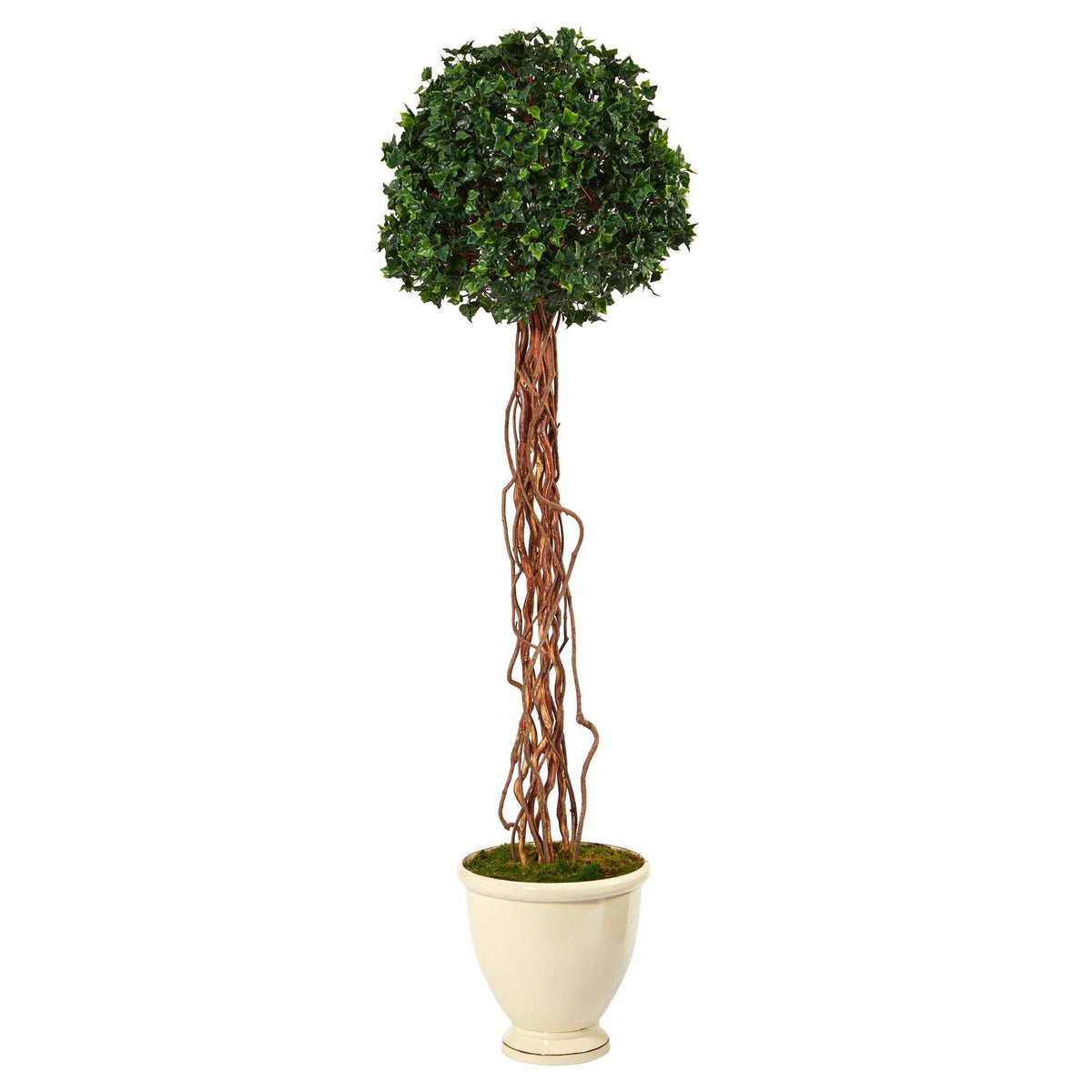 70” English Ivy Single Ball Artificial Topiary Tree in Decorative Urn UV Resistant (Indoor/Outdoor)