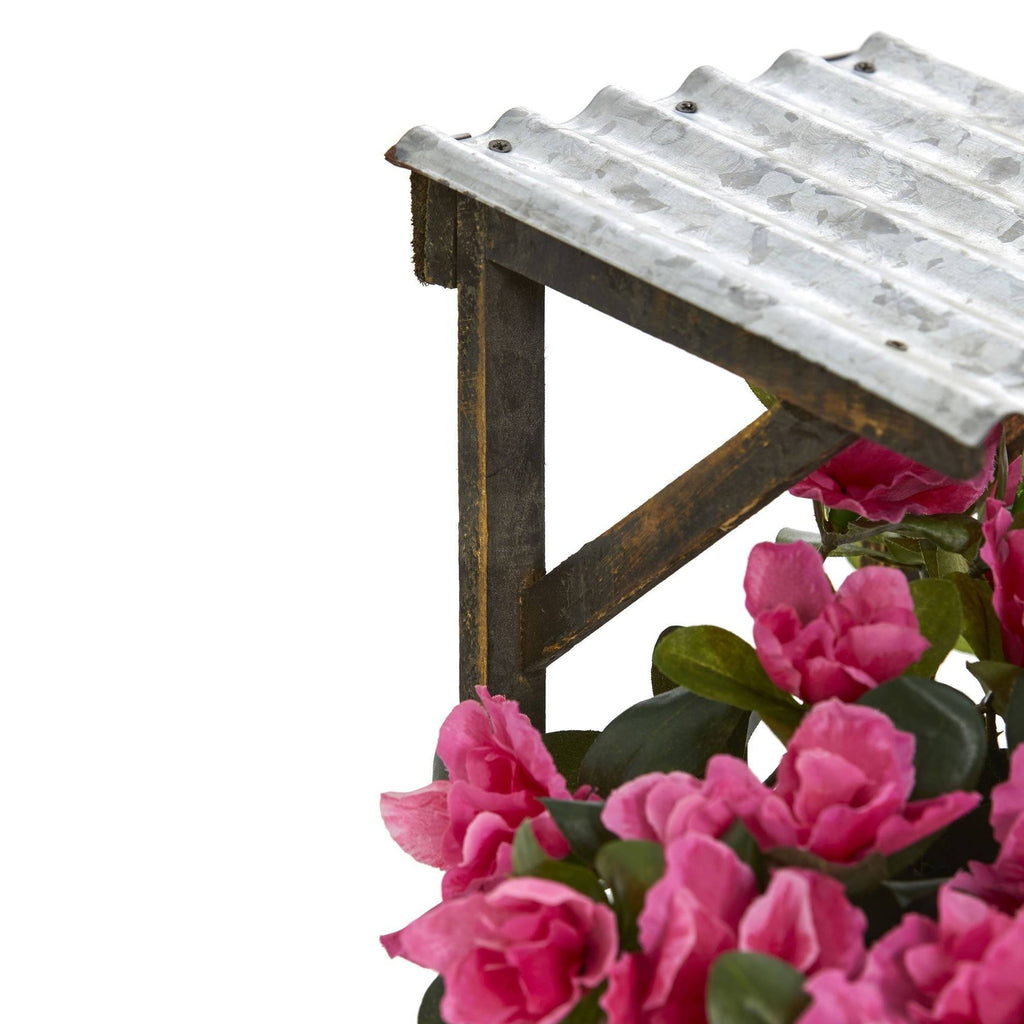 Azalea Artificial Plant in Tin Roof Wood Planter