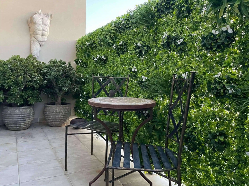 White Oasis Artificial Vertical Garden Green Wall Panel 40×40in 11 SQ FT – UV Resistant – Commercial Grade
