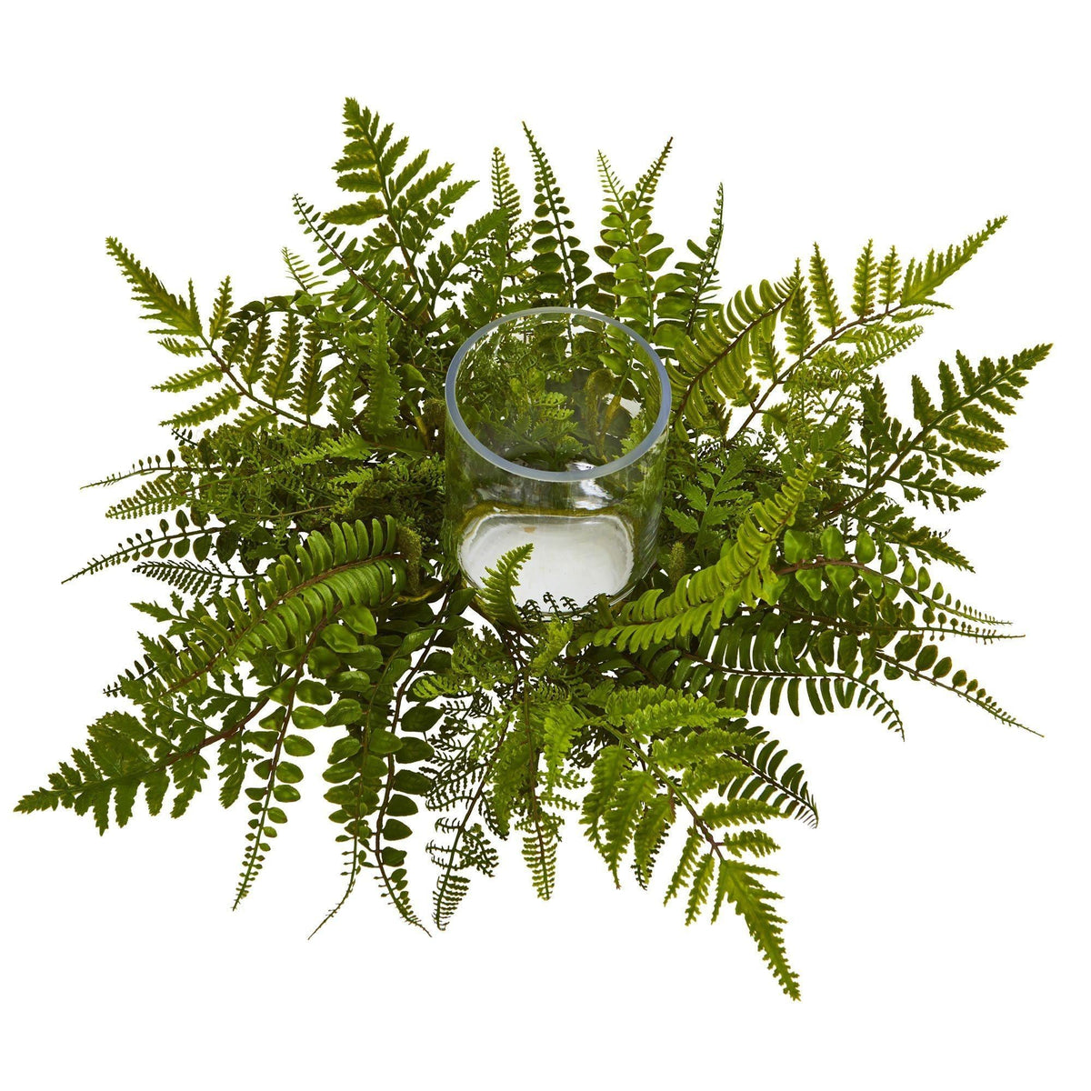 Mixed Fern Artificial Arrangement Candelabrum