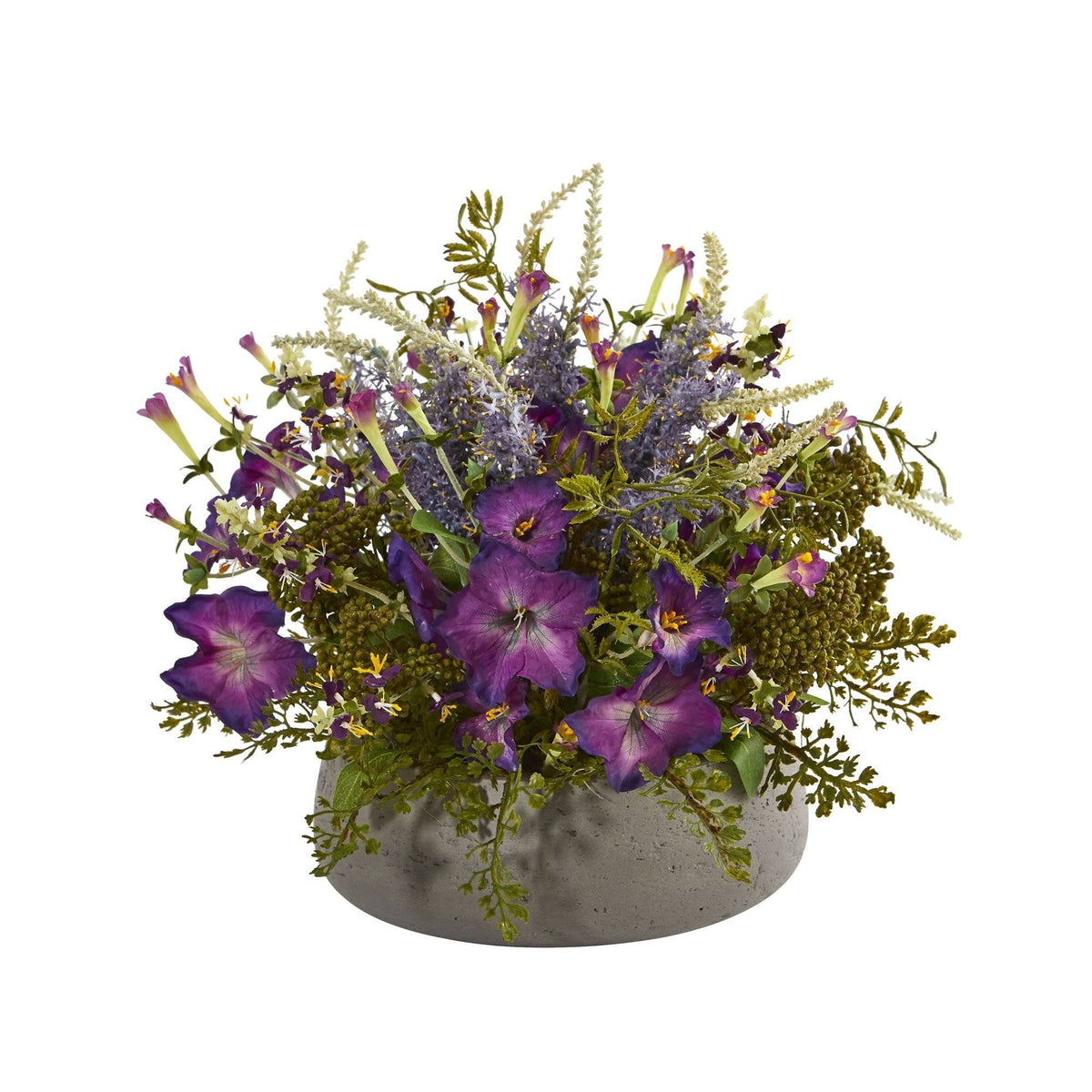 Morning Glory Artificial Arrangement in Stone Planter