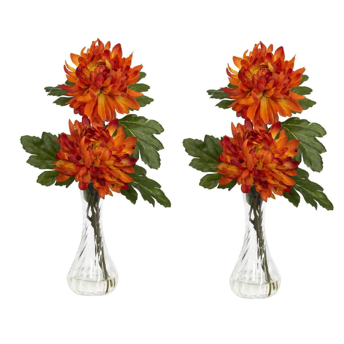 Mum w/Bud Vase Silk Flower Arrangement (Set of 2)