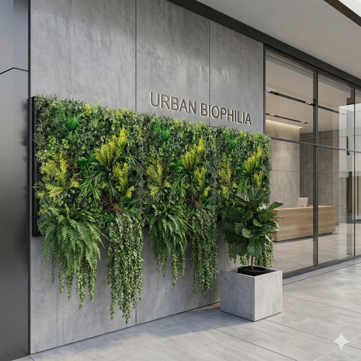 Tropical Vibe Artificial Vertical Garden Green Wall Panel 35×35in – NFPA 701 Certified – UV Resistant – Commercial Grade