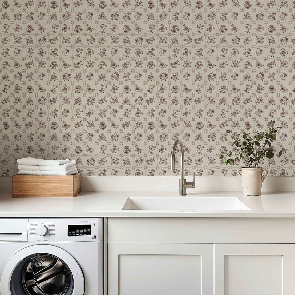 Manganese Delft Wallpaper by H.M.Craig