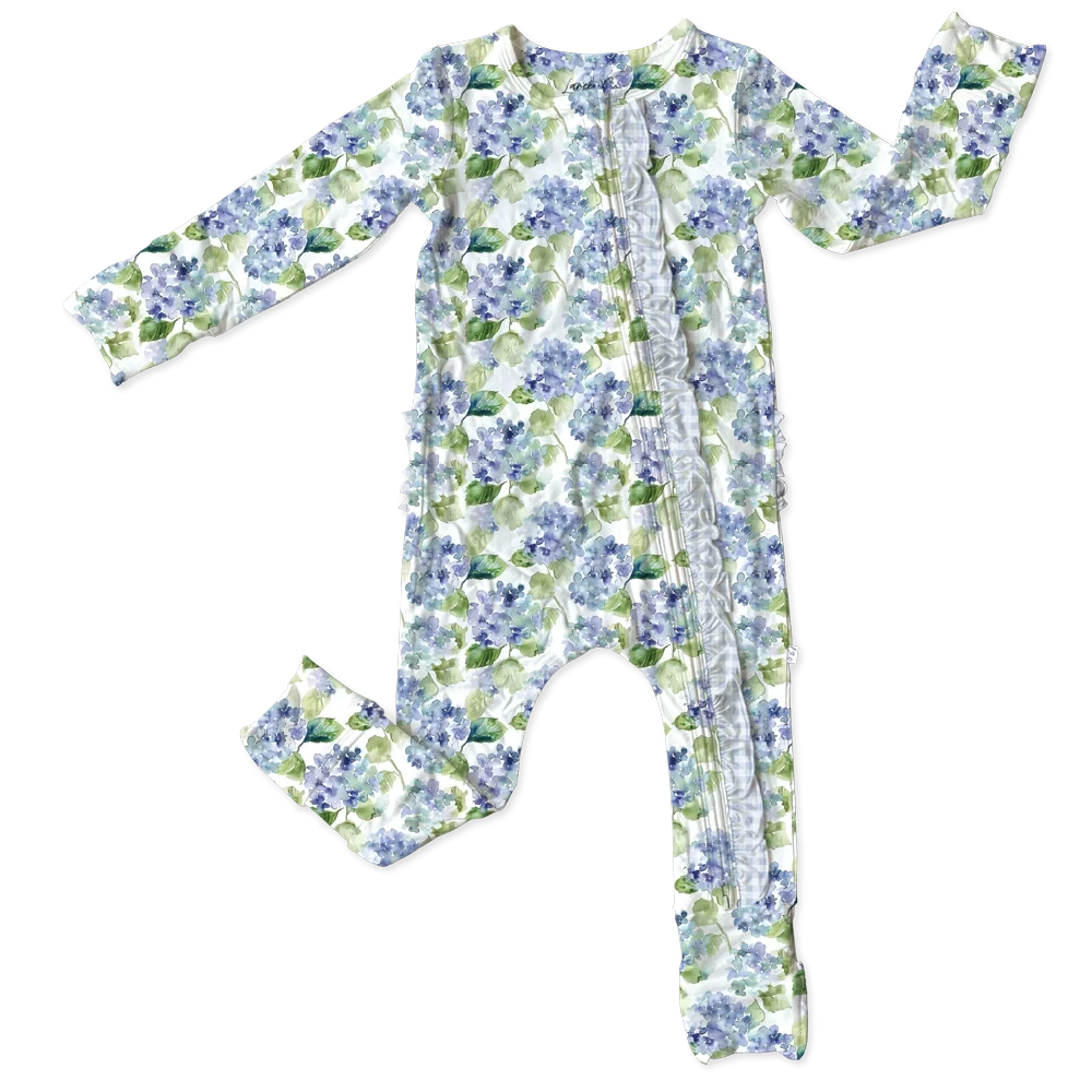 Charleston Hydrangea Bamboo Ruffle Convertible Footie