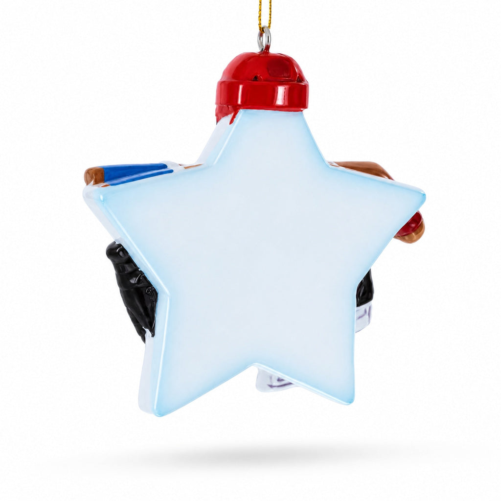 Ice Hockey Star Skates Puck Resin Christmas Ornament