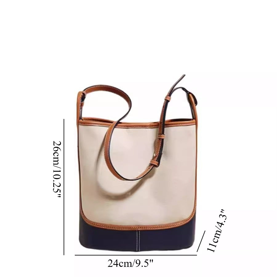 Stylish Denim Blue Canvas Bucket Bag - Women's Summer Designer Small Crossbody Shoulder Commuter Bag