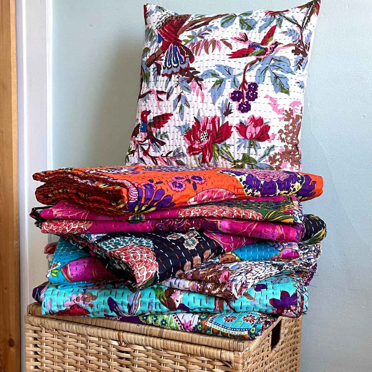 Handmade Kantha Quilt Blanket