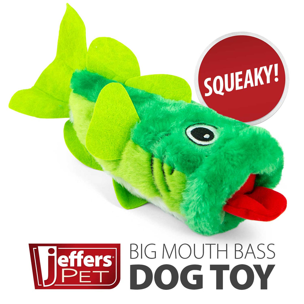 Jeffers Big Mouth Bass Plush Squeaker Dog Toy