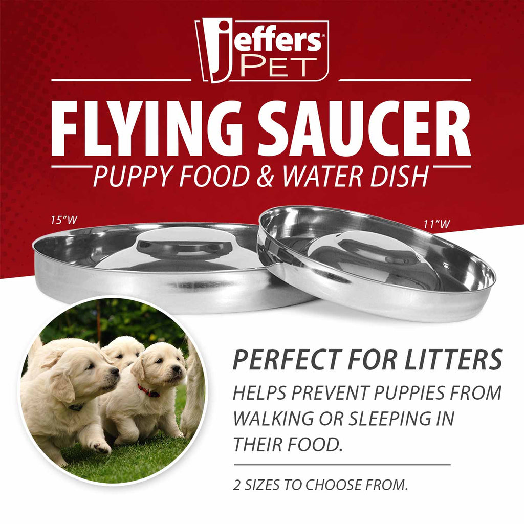 Jeffers Stainless Steel Flying Saucer Puppy Food & Water Bowl