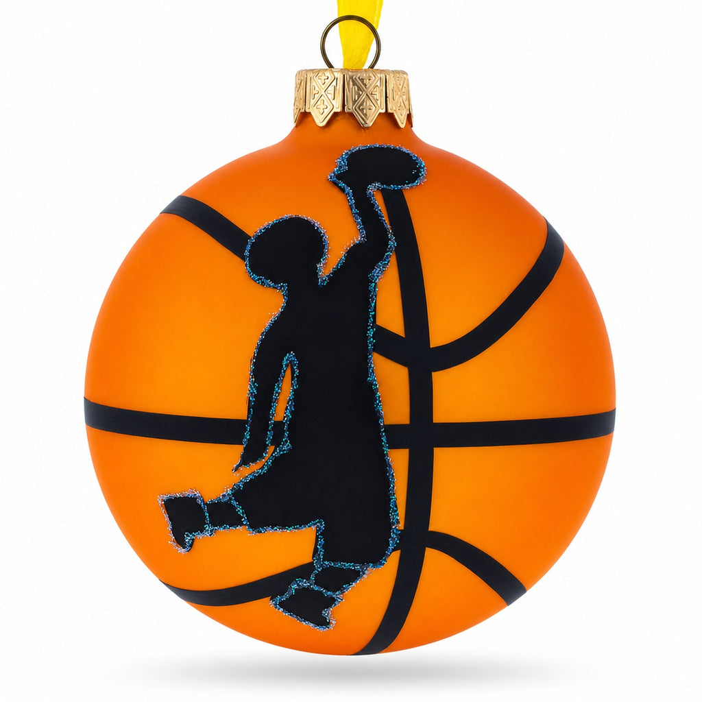 Basketball Player in Action Glass Ball Christmas Sports Ornament 3.25 Inches