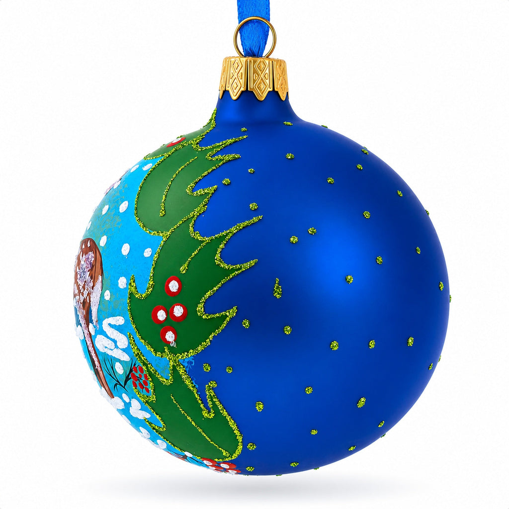 Deer in the Woods Glass Ball Christmas Ornament 3.25 Inches