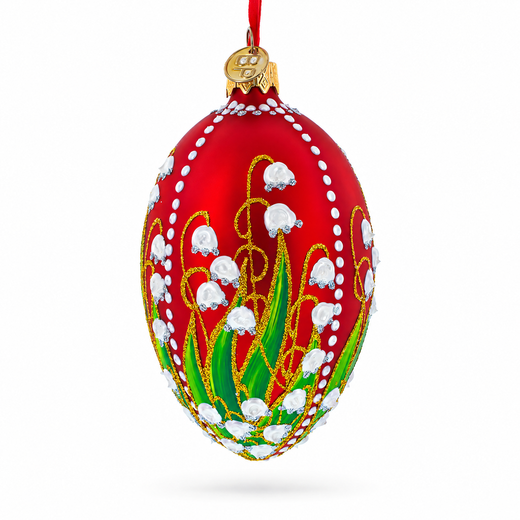 1898 Lilies of the Valley Royal Egg Glass Ornament 4 Inches