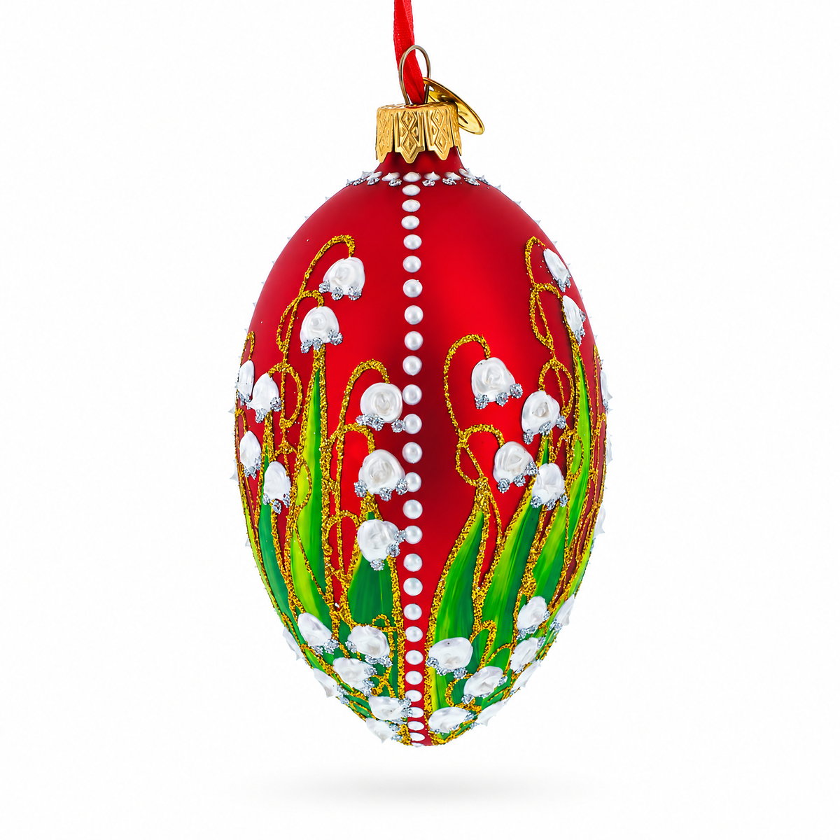 1898 Lilies of the Valley Royal Egg Glass Ornament 4 Inches