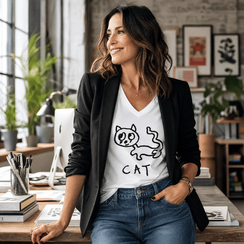 Cat - V-neck Tee
