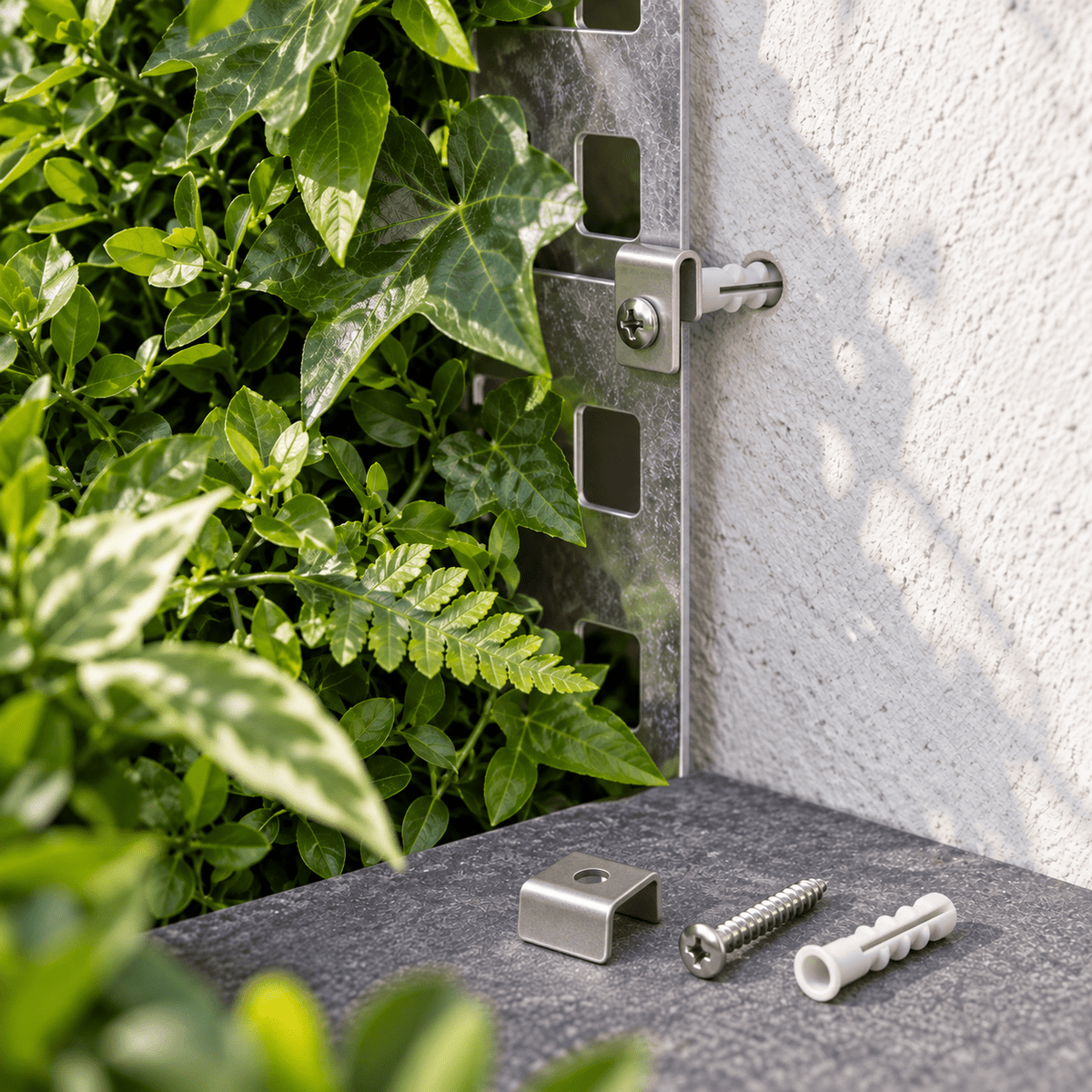 Artificial Green Wall Metal Panel Installation Kit – Screws, Plugs and Clips – 100 Pieces