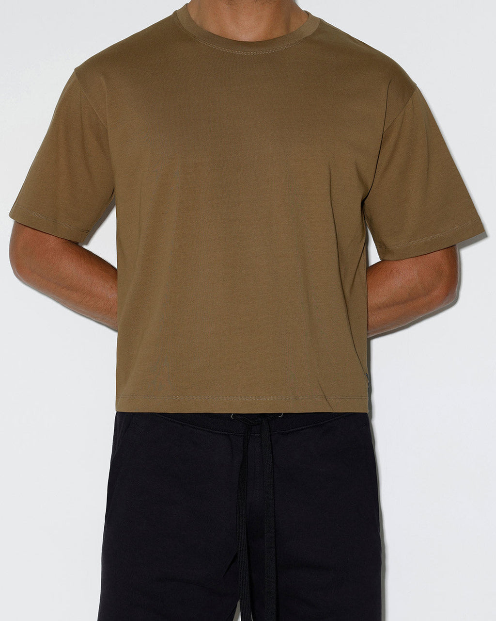 Mid Weight Cropped Boxy T-Shirt Dark Nude