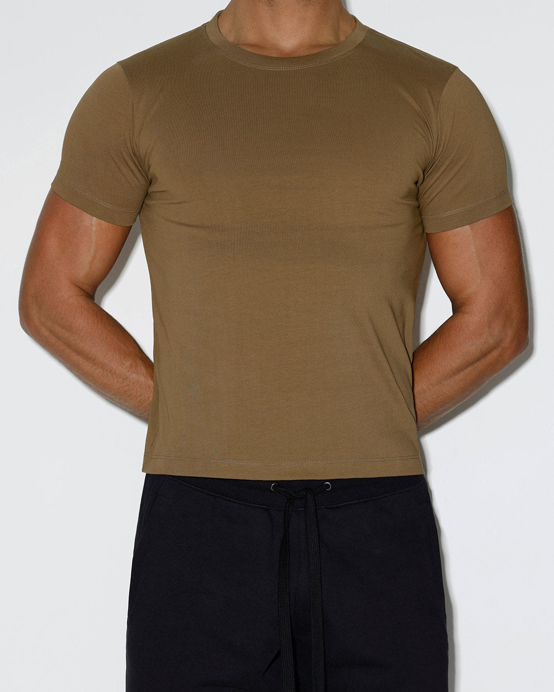 Mid Weight Cropped Fitted T-Shirt Dark Nude