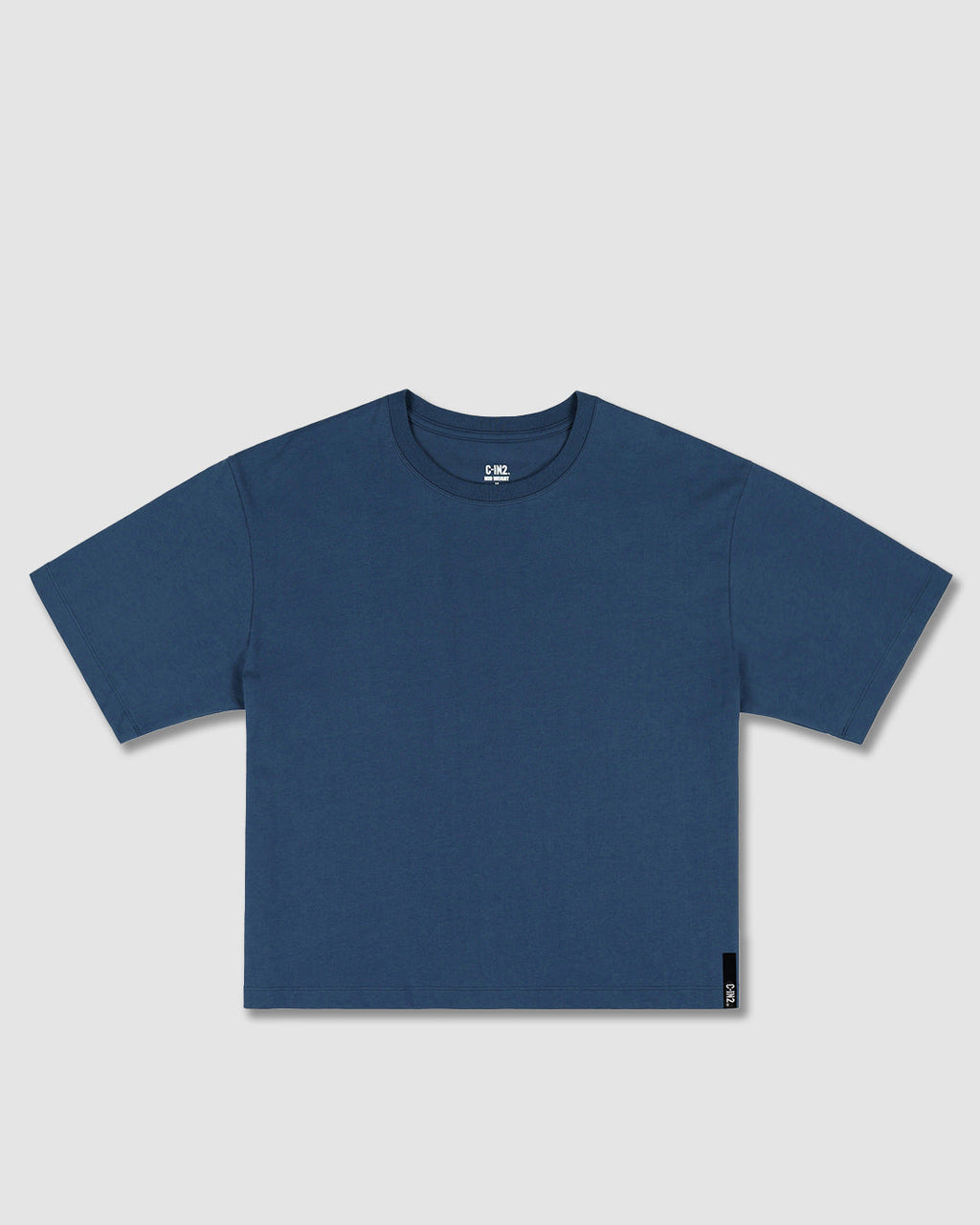 Mid Weight Cropped Boxy T-Shirt Denim Blue