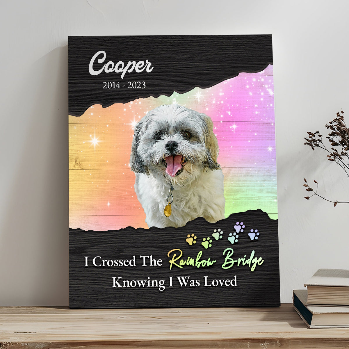Pet Memorial Sign I Crossed The Rainbow Bridge II