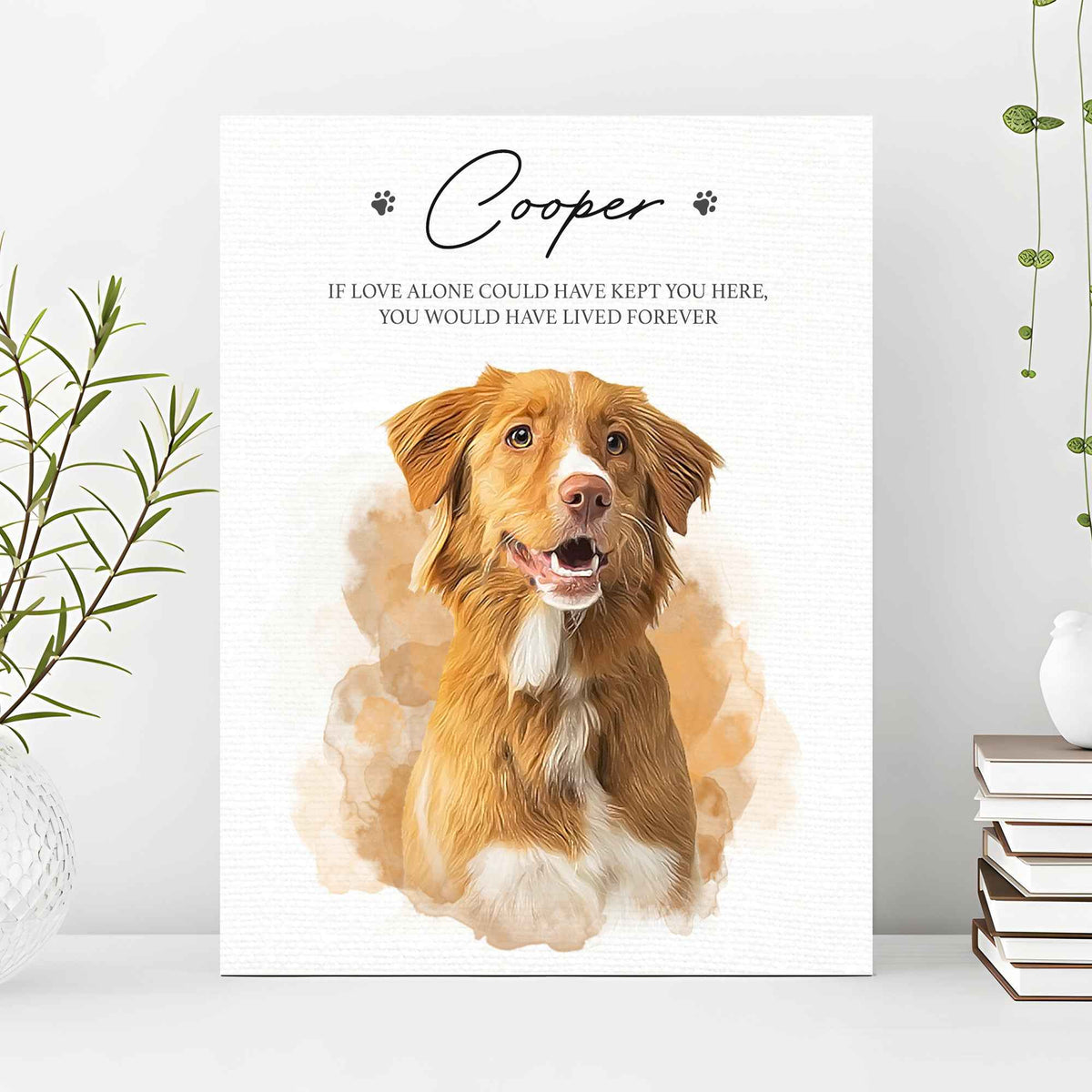 Pet Memorial Portrait Watercolor Sign If Love Alone
