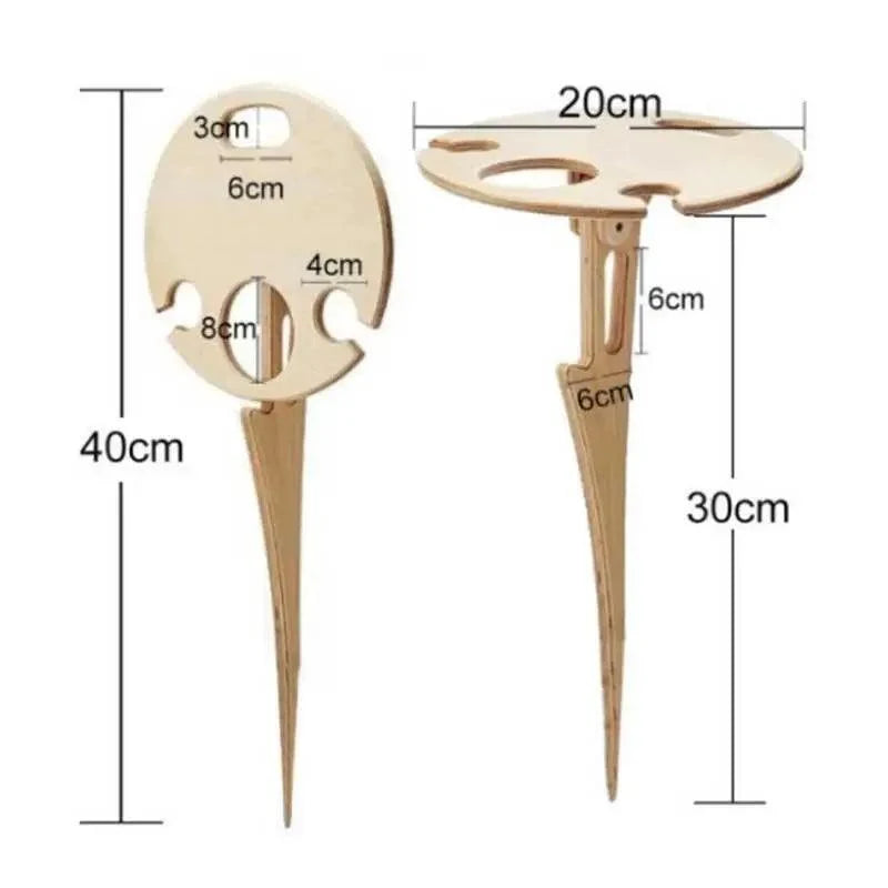 Modern Outdoor Portable Foldable Wood Wine Table With Round Desktop Mini Wooden Easy To Carry Rack Picnic Party Travel Tools Event Romantic Dinner Celebrations Outdoors