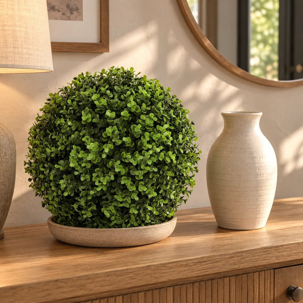 Dark Boxwood Artificial Topiary Ball Set of 2 12in – UV Resistant
