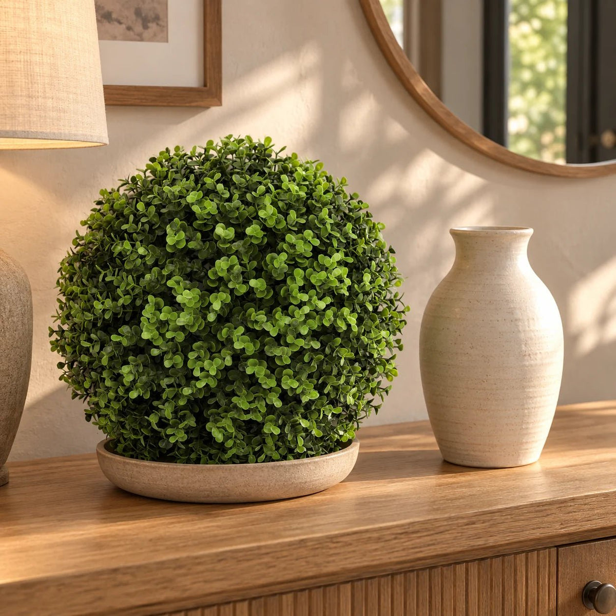 Dark Boxwood Artificial Topiary Ball Set of 2 12in – UV Resistant