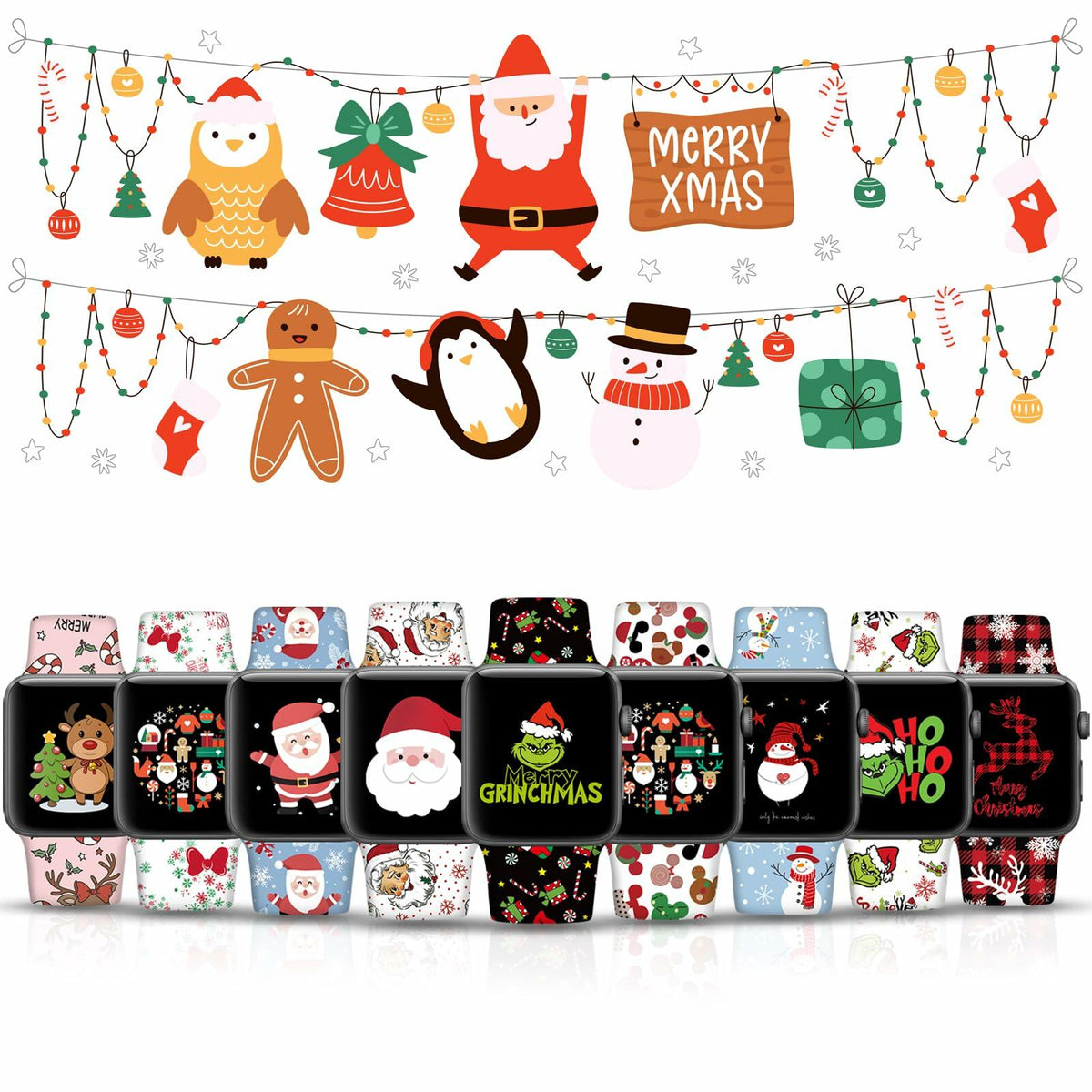 Holiday Watch Band for Apple Watch – Xmas/Halloween, All Sizes, Series 3–10