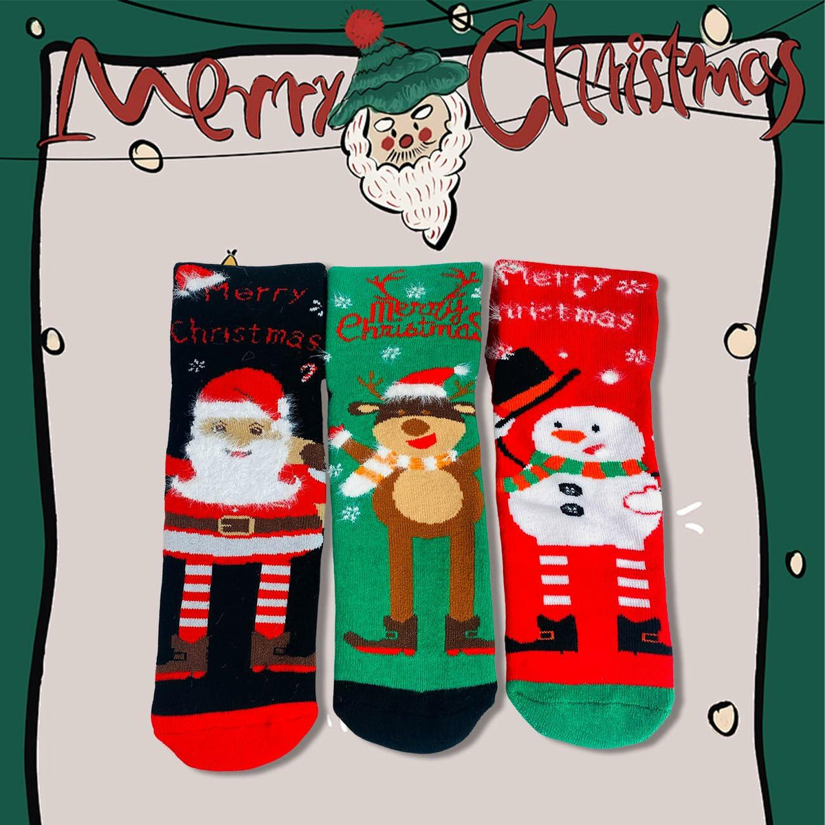 KKVXVEUQZ Women's Christmas Socks Premium Cotton Holiday Gift Festive (3)