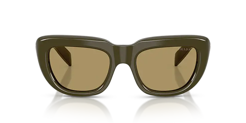 Prada 0PR D07S Women's Square Sunglasses with Gold Accents 53mm