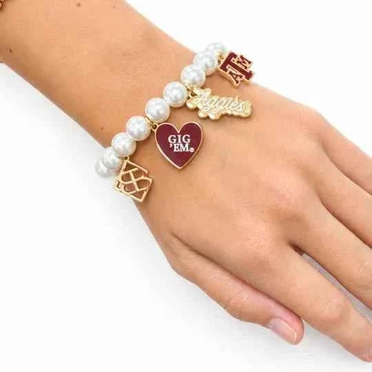 Brianna Cannon Texas A&M Pearl Charm Bracelet