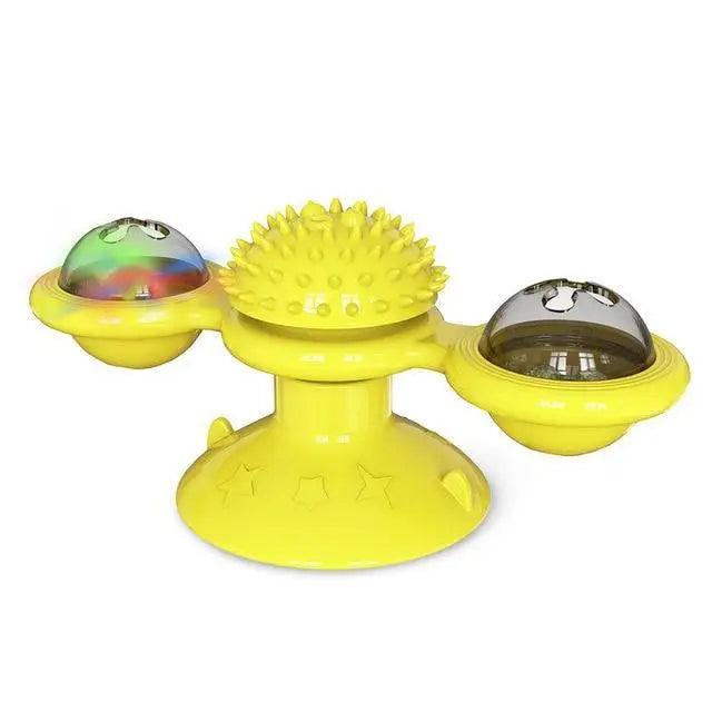 Rotatable Funny Massage Cat Toys Windmill LED Ball Teeth Cleaning Toys For Pets Interactive Turntable Tease Cat Toys
