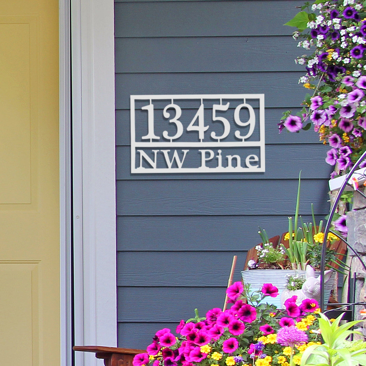 [COL] Home Address Plaque - 3 Sizes - Personalized Metal Street Name and House Numbers Sign