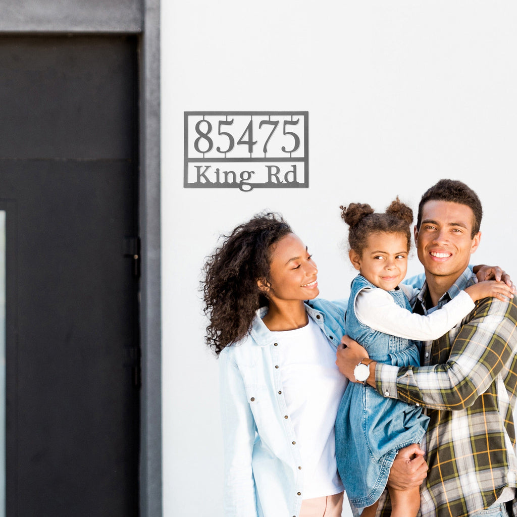 [COL] Home Address Plaque - 3 Sizes - Personalized Metal Street Name and House Numbers Sign