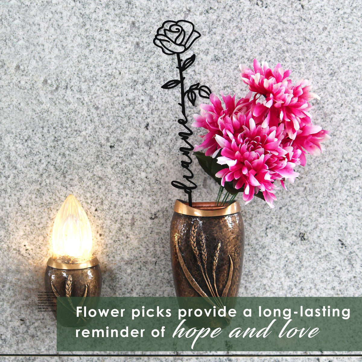 [COL] Flower Pick- Set of 3 Metal Flowers