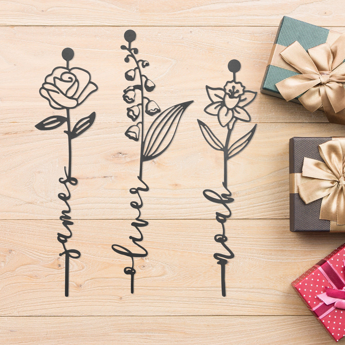 [COL] Our Family Garden - Personalized Birth Month Flowers Family Name Sign Mother's Day Gift