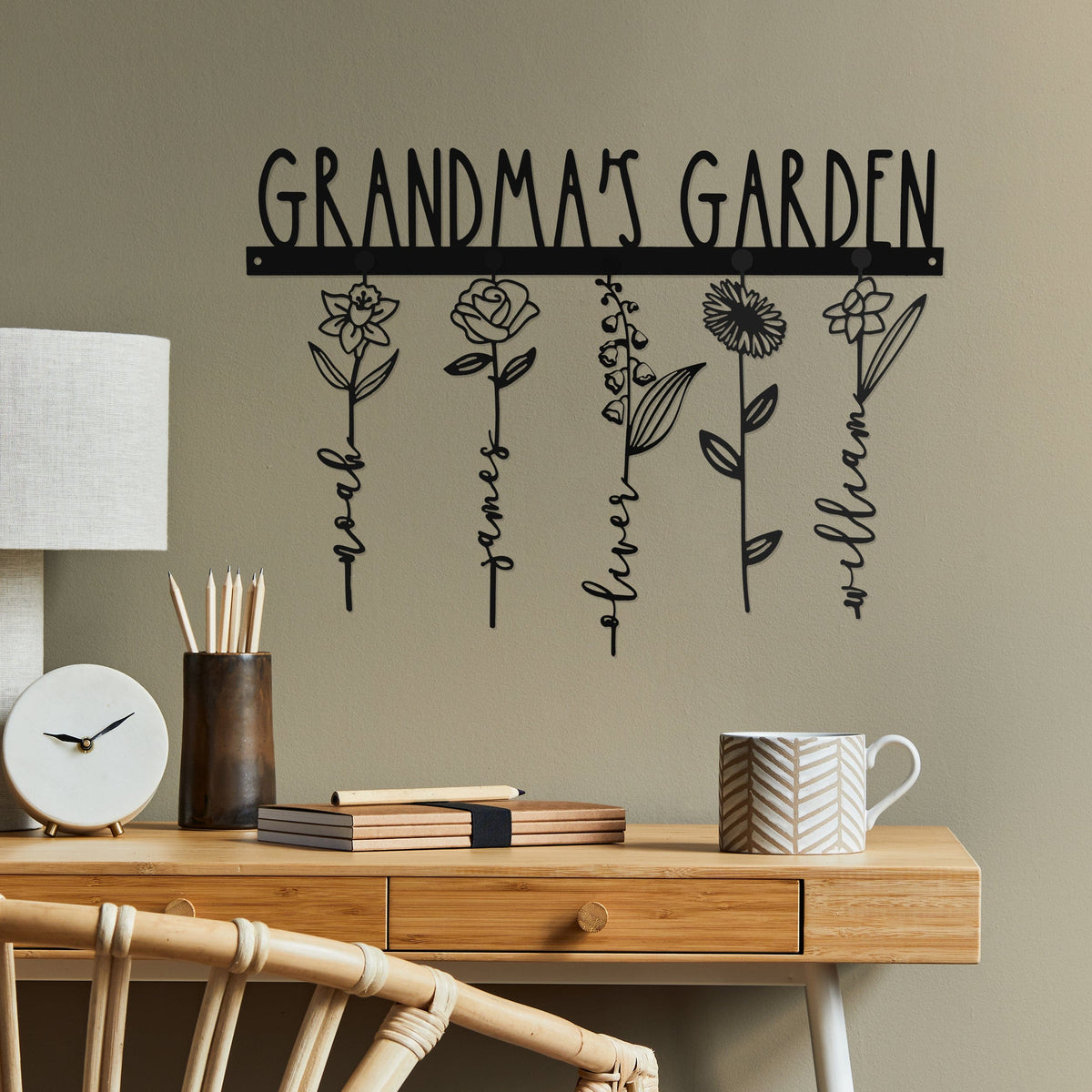[COL] Our Family Garden - Personalized Birth Month Flowers Family Name Sign Mother's Day Gift