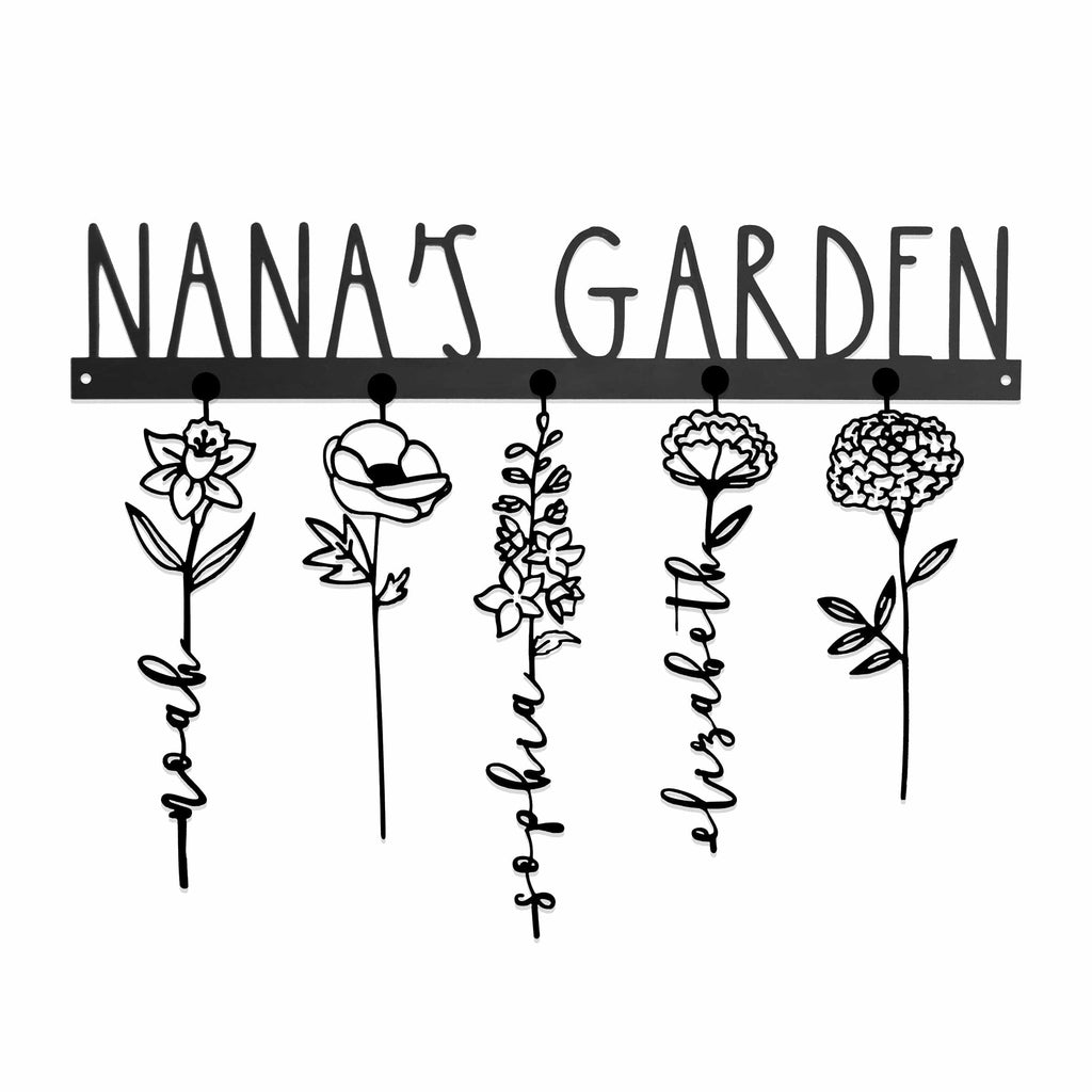 [COL] Our Family Garden - Personalized Birth Month Flowers Family Name Sign Mother's Day Gift