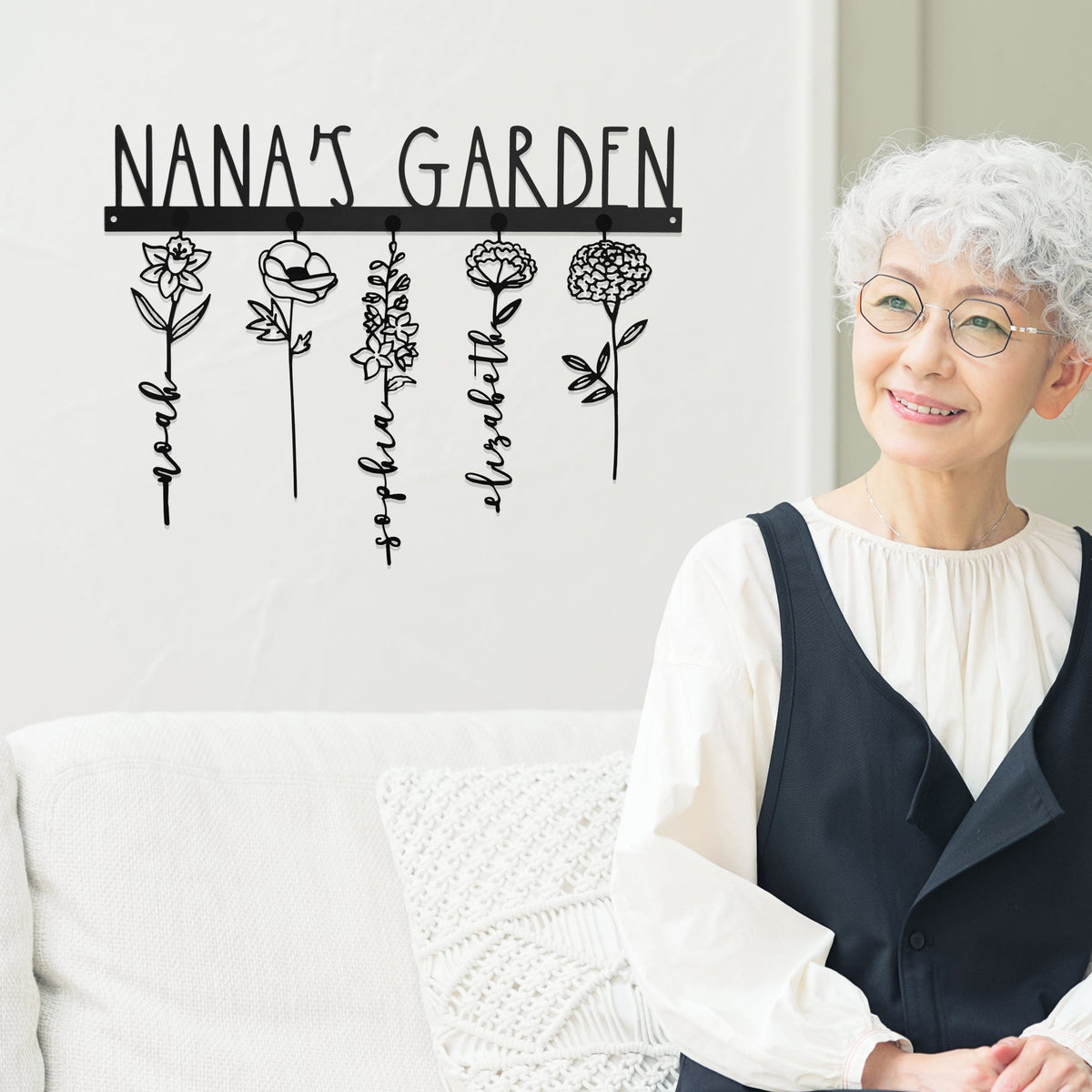[COL] Our Family Garden - Personalized Birth Month Flowers Family Name Sign Mother's Day Gift