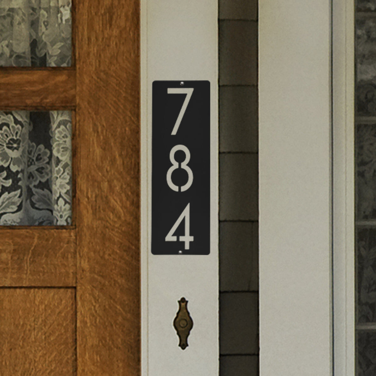 [COL] Cider House Rectangular Address Plaque - Metal Vertical House Numbers For Outside Home