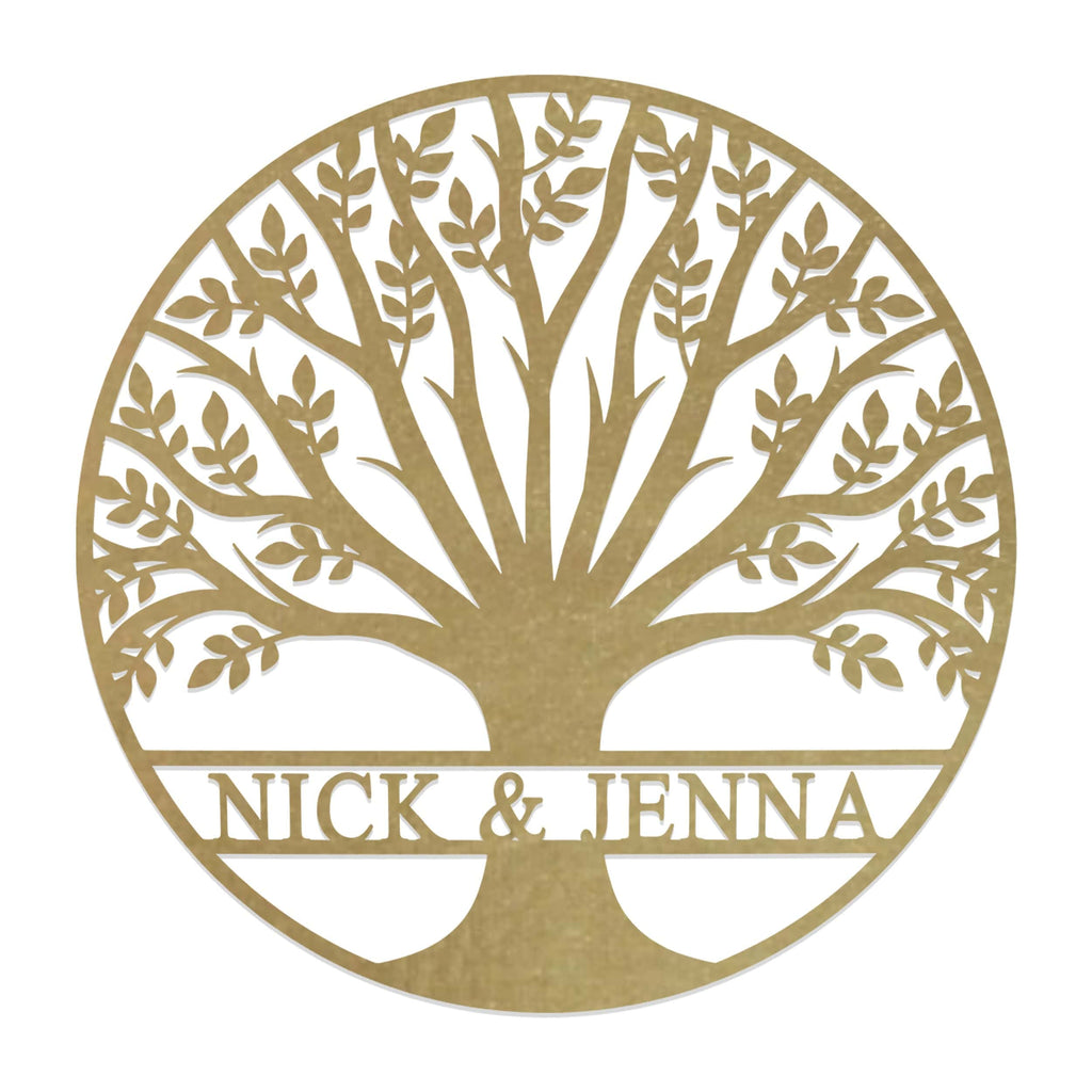 [COL] Tree of Life Personalized Family Tree Metal Sign with Hearts – Custom Name & Date – Large Laser Cut Steel Wall Art