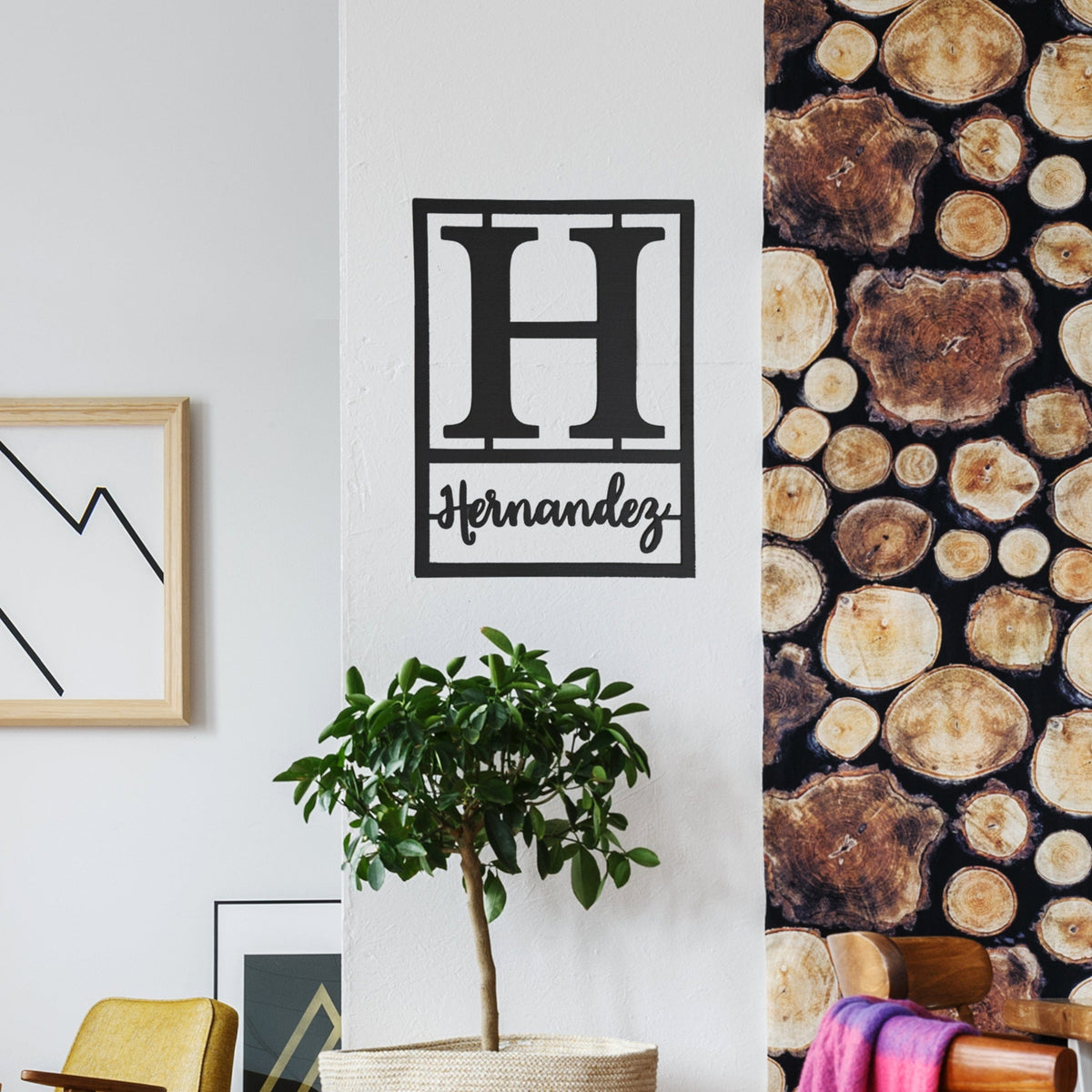 [COL] Floating Script Monogram - Personalized Metal Family Name Sign