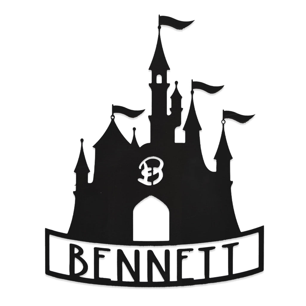 [COL] Mouse Ears and Castle Monogram - Personalized Name Sign For Kids Room