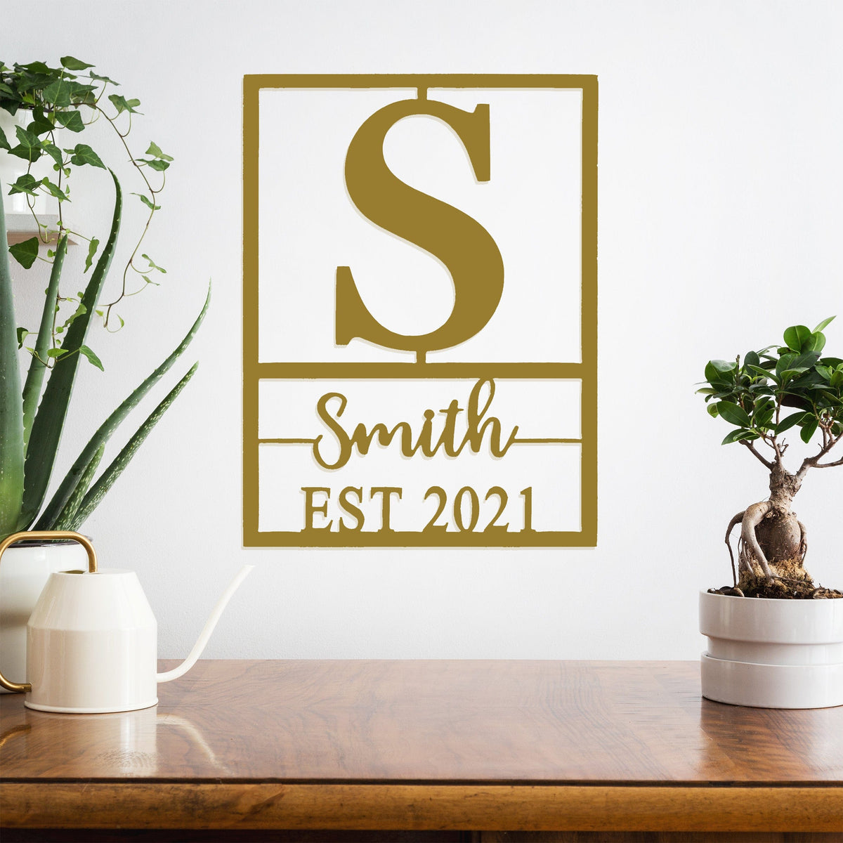 [COL] Weston Name and Date Monogram - 2 Sizes - Custom Metal Rectangle Monogram with Name and Date Sign