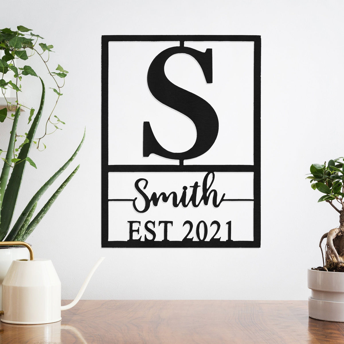 [COL] Weston Name and Date Monogram - 2 Sizes - Custom Metal Rectangle Monogram with Name and Date Sign