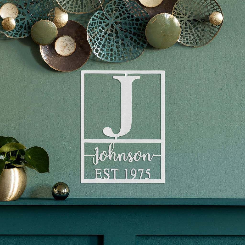 [COL] Weston Name and Date Monogram - 2 Sizes - Custom Metal Rectangle Monogram with Name and Date Sign