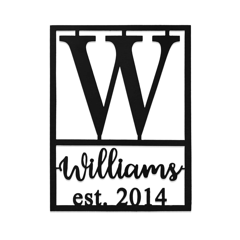 [COL] Weston Name and Date Monogram - 2 Sizes - Custom Metal Rectangle Monogram with Name and Date Sign