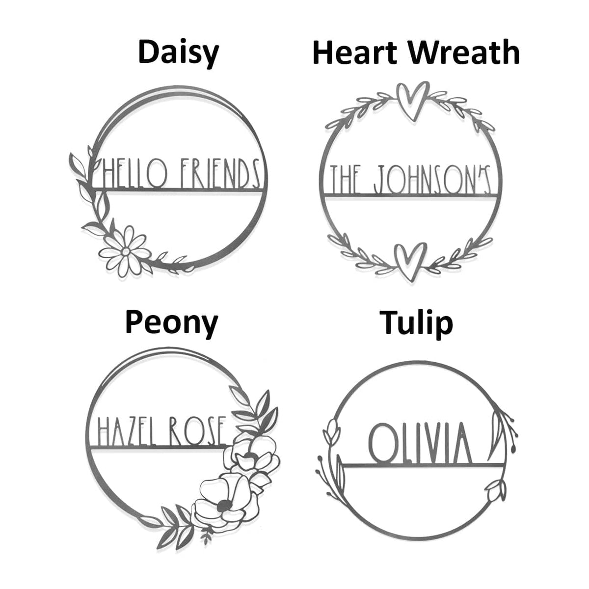 [COL] Flower Shop Collection - Personalized Family Custom Name Wall Sign for Wreath